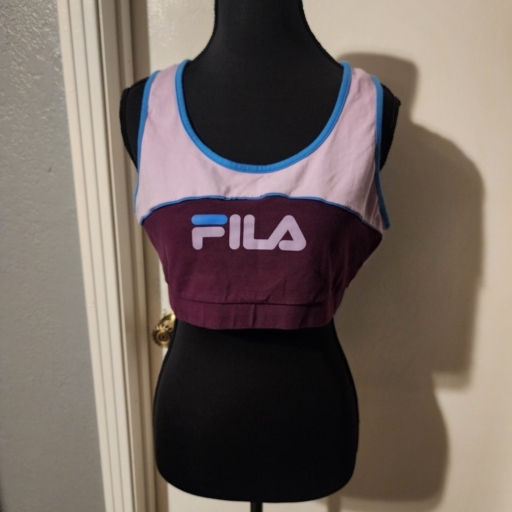 FILA Unlined Pink And Purple Sports Bra. Size XL